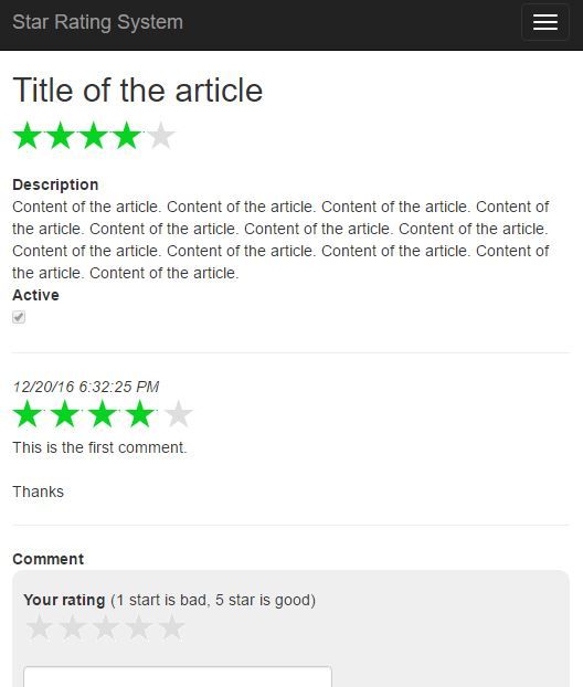 Star Rating System In Asp Net Mvc Star Rating Rating System System