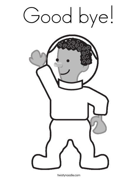 Good bye Coloring Page - Twisty Noodle