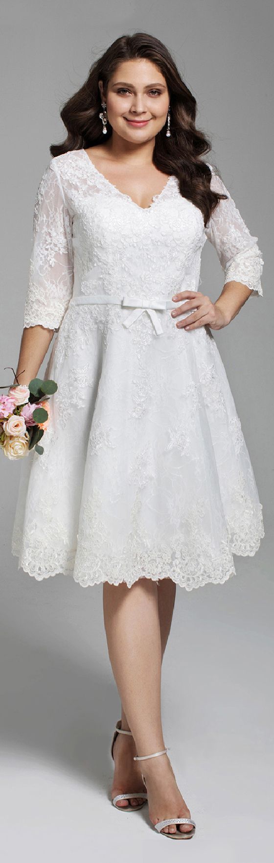 Knee Length Wedding Dresses Plus Size - NEWEDIN