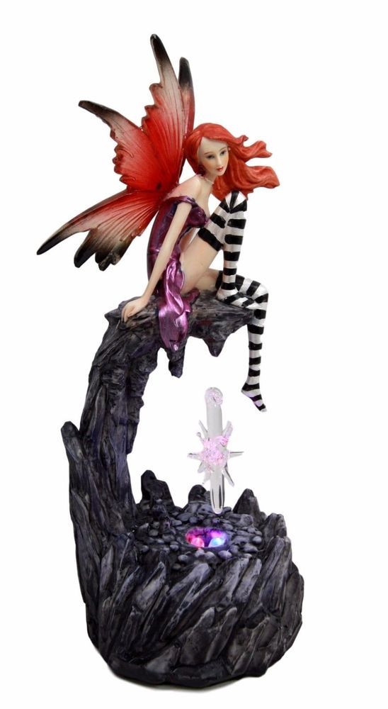 Fairy Magenta W Crystal Led Night Light Figurine Fantasy Sculpture 8 25 Height Led Night Light Beautiful Fairies Night Light