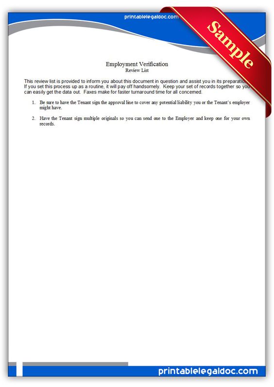 Free Printable Employment Verification Legal Forms Free Legal - employment verification forms template Free Printable Employment Verification Legal Forms Free Legal - employment verification forms template