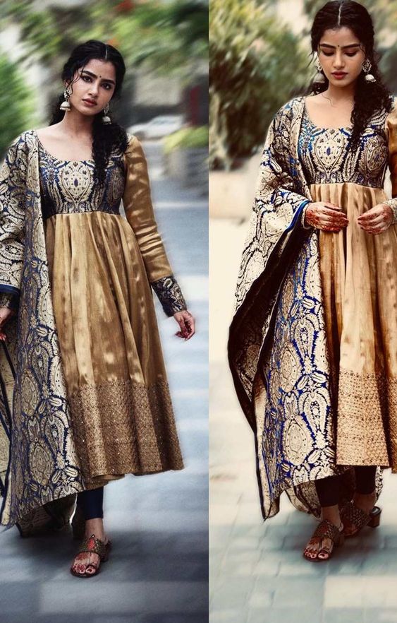 Anupama Parameswaran in a gold anarkali!