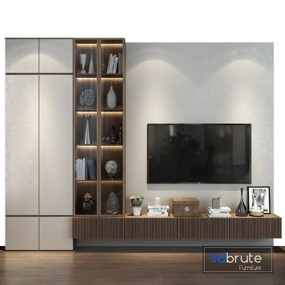 TV Wall set 187 3d model Buy Download 3dbrute