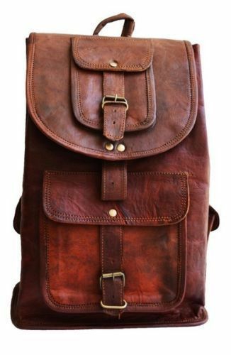 New Large Genuine Leather Back Pack Rucksack Travel Bag For Men/'s and Women/'s.