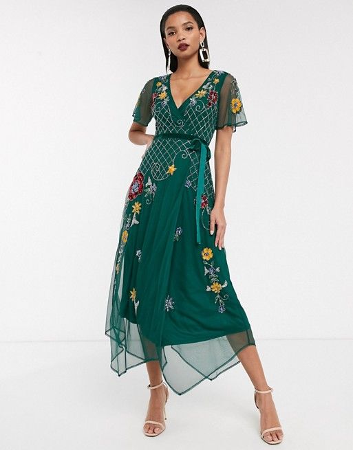 Frock And Frill floral and bird embroidered maxi dress in allover rainbow  polka print  ASOS  Frock and frill Floral dress outfits Maxi dress