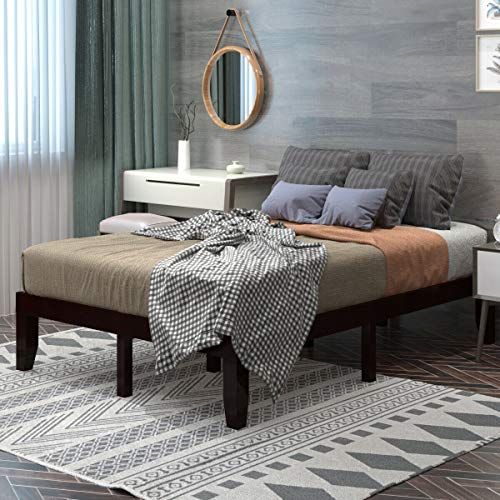 Urest Full Bed Frame//Upholstered Button Tufted Square Stitch with Headboard//Mattress Foundation//Platform Bed Easy Assembly//No Box Spring Needed//Strong Metal Slat Support,Dark Grey