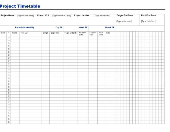 Project Timetable Template is loaded with readymade timetable that