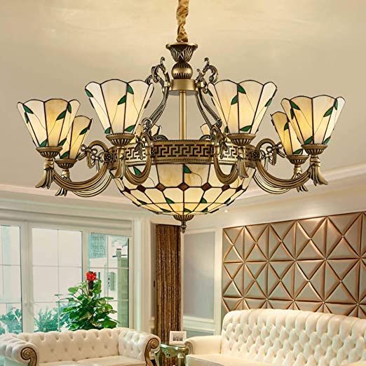 Xnch Tiffany Style Chandelier Retro Pendent Light Lamp Creative Stained Gl Glass Ceiling Lamps Tiffany Style Chandeliers Victorian Pendant Lighting