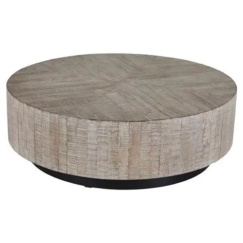 Carelton Industrial Modern Rustic Charcoal Oak Black Base Round Coffee Table In 2022 Wood Carelton Industrial Modern Rustic, Modern Rustic Side Table