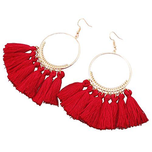 Leana Collection Femme Boucles Doreille Crochet Bohème Cercle Frange Longue Vintage Dangle Bijoux Fantaisie Ethnique Cadeau
