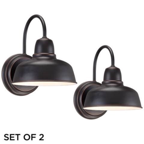 Urban Barn Bronze Indoor Outdoor Wall Lights Set Of 2 73d58 Lamps Plus Farmhouse Lighting Light Fixtures Urban Barn Bronze Indoor Outdoor Wall, Quality Outdoor Lighting Fixtures