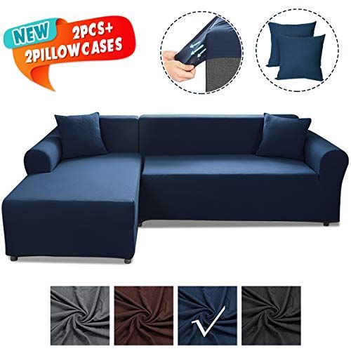 HALOVIE Housse de Canapé d'angle Extensible Modèle L Canapé Protection du Sofa Universelle Revêtement de Canapé avec 2 Taies d'oreiller Noir Housse de Fauteuil pour Salon Chambre Maison 3 3 Places HALOVIE Housse de Canapé d'angle Extensible Modèle L Canapé Protection du Sofa Universelle Revêtement de Canapé avec 2 Taies d'oreiller Noir Housse de Fauteuil pour Salon Chambre Maison 3 3 Places