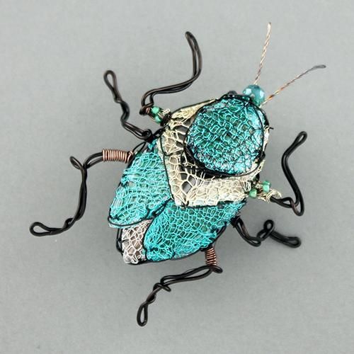 bug brooch - turquoise by susan horth