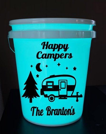 Download Happy Campers Light Up Camping Bucket Glow In The Dark Etsy Bucket Light Camper Lights Camping Decor