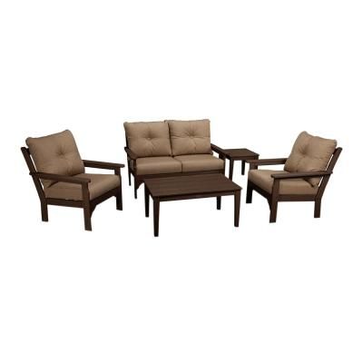 Polywood Vineyard Mahogany 5 Piece Plastic Patio Deep Seating Set Polywood Vineyard Mahogany 5 Piece