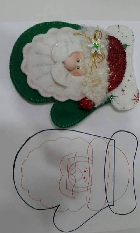 Patrones De Figuras Navideñas En Fieltro De Señor Claus Manualidades Navideñas Navideños En Fieltro Portacubiertos Navidad