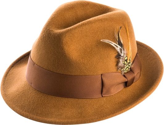 Montique Men/'s Tan Snap Brim Crushable Felt Wool Fedora Hat H10