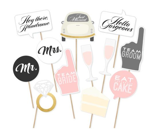 Printable Wedding Signs Photo Booth Props by PrintablePropShop