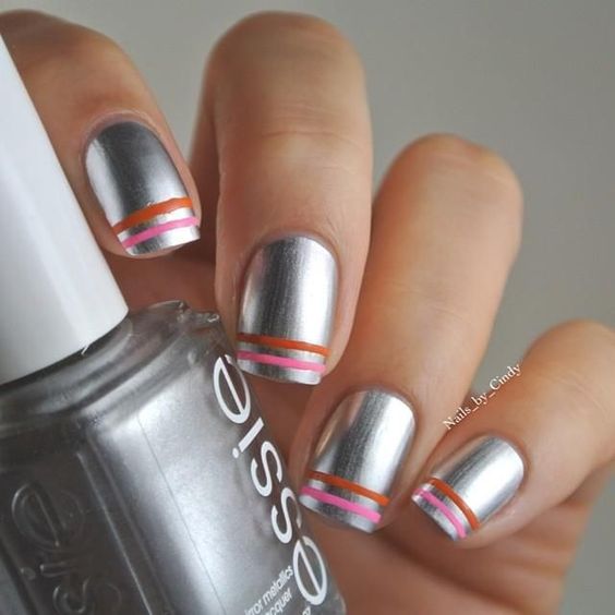 diseños de uñas plateadas y con glitter diseños de uñas plateadas y con glitter