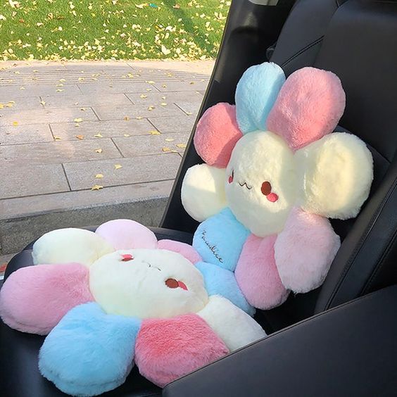 Smiling Face Car Seat Cushion Kawaii Waist Cushion Sunflower | Etsy