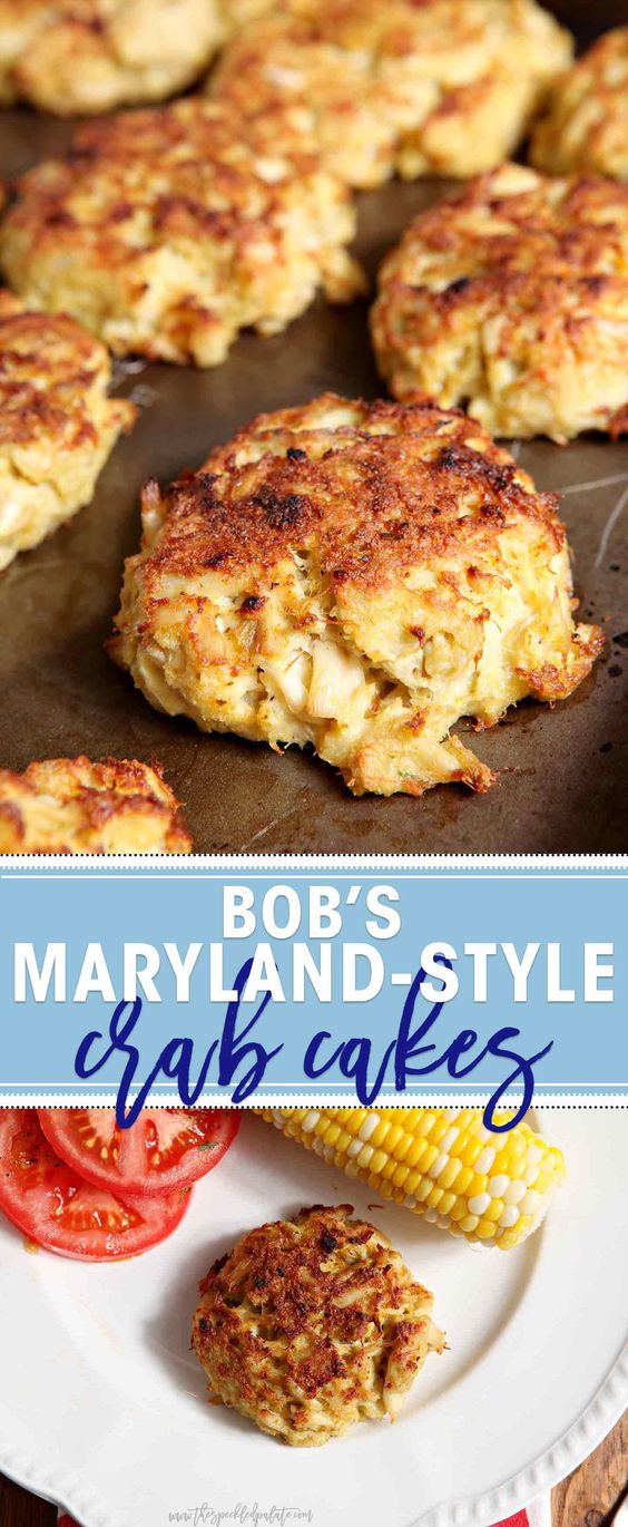 Bob\'s Maryland-Style Crab Cakes highlight the delicateness of jumbo lump crab meat. Make these for your next get-together and serve the Maryland way! | crab cake recipe | healthier crab cakes | crab recipe | seafood recipe | appetizer recipe | Maryland-style crab cake recipe | Maryland crab cakes via @speckledpalate