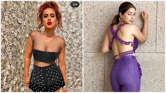 TV Queens: Nia Sharma is sensuality personified in black and white dotted net outfit, Hina Khan kills it in lavender backless dress | IWMBuzz