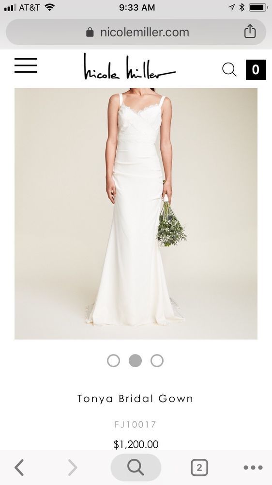 Nicole Miller Tonya Stretch V Neck Silk Bridal Gown Sz 10 Nwt
