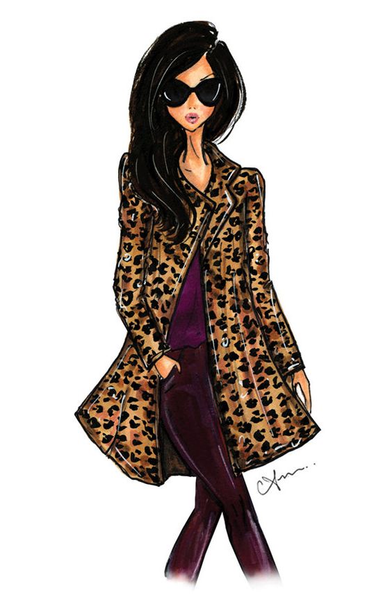 Fashion Illustration Print Leopard Coat por anumt en Etsy