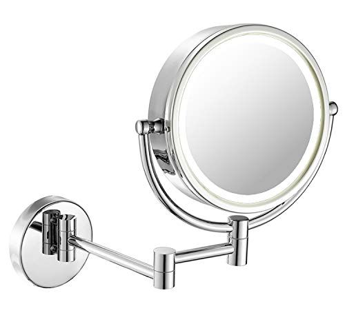 Moon 7 Inch Led Lighted Wall Mount Makeup Mirror With 5x Magnification,double Sided L Lights Mounted Moon 7 Inch Led Lighted Wall Mount, Wall Mounted Led Makeup Mirror