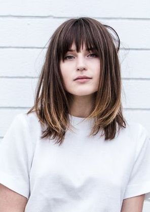 medium length hairstyles with bangs