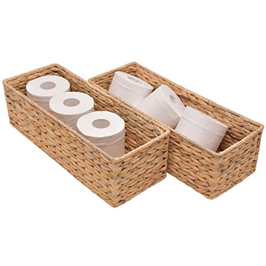 StorageWorks Seagrass Woven Storage Basket, Bathroom Storage Organizer Basket, Toilet Paper Basket, Storage Basket for Toilet Tank Top, 16.9 inch x