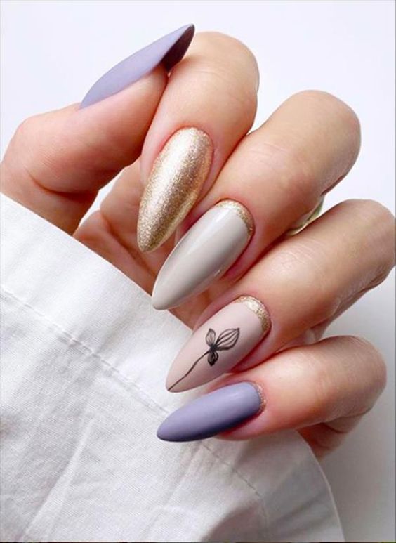 Grey Coffin Summer Nails