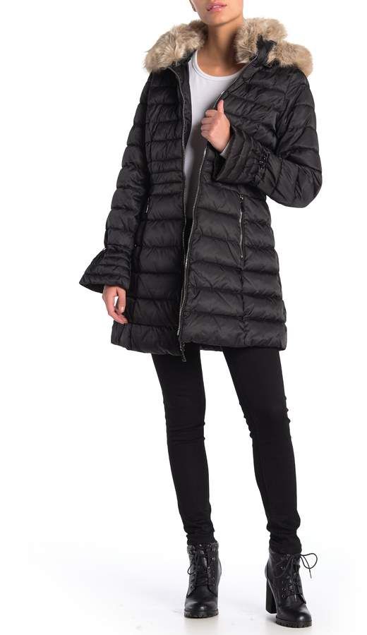 Laundry By Shelli Segal Faux Fur Timmed Bell Cuff Quilted Parka Laundry By Shelli Segal Faux Fur Timmed, Laundry Faux Fur Lined Coat Plus Size White