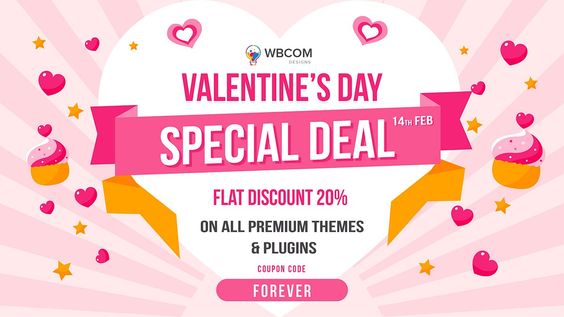 wbcom designs wordpress valentines day sale 2021 flat 20 off in 2021 valentines valentines day valentines sale