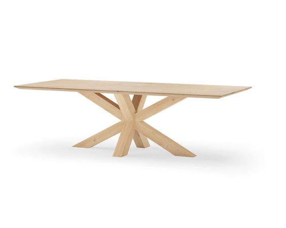 Rechthoekige eikenhouten eettafel XX-poot 11x11 oak op maat, diverse kleuren en afmetingen