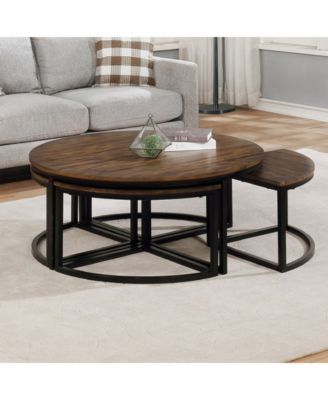 Alaterre Furniture Arcadia Wood 42 Round Coffee Table With