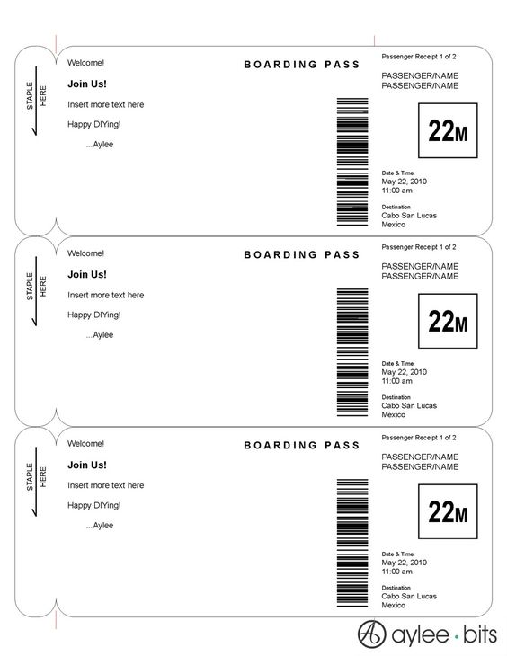 Blank Printable Airplane Boarding Pass Invitations - Coolest Free - printable tickets templates Blank Printable Airplane Boarding Pass Invitations - Coolest Free - printable tickets templates