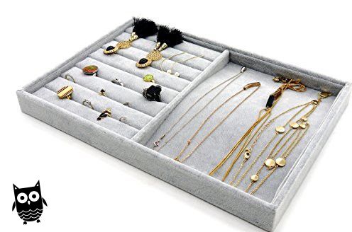 Rings Necklaces PuTwo Jewellery Organiser 12 Sections Lint Drawer Organiser Grey Jewellery Tray Handmade Jewellery Display Tray for Bracelets Earrings Rings Necklaces PuTwo Jewellery Organiser 12 Sections Lint Drawer Organiser Grey Jewellery Tray Handmade Jewellery Display Tray for Bracelets Earrings