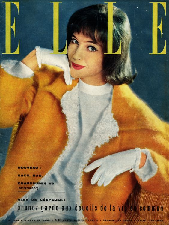 Elle France, February 1959.      Anna Karina.