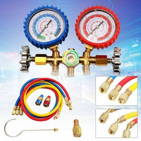 New R12 R134A R22 AC A//C Manifold Gauge Set Refrigeration Hose Air Conditioner