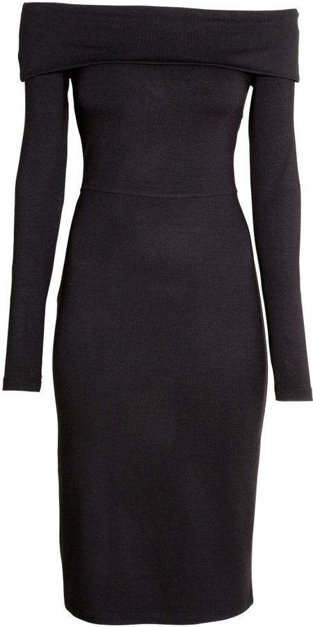 H M Off the shoulder Dress Black Ladies Business casual