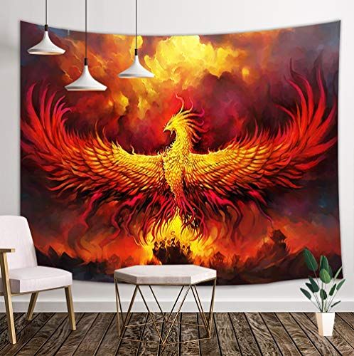 Fantasy Phoenix Bird Tapestry Red Anime Animal Hippie Tapestry for Bedroom Fantasy Phoenix Bird Tapestry Red Anime Animal Hippie Tapestry for Bedroom