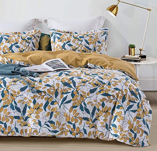 Com Sleepbella Duvet Cover Set King Size Yellow Teal Leaves 100 Cotton Bedding White Bot Sets Pattern Comforters Sleepbella Duvet Cover Set King Size, 100 Cotton King Size Bedding Set