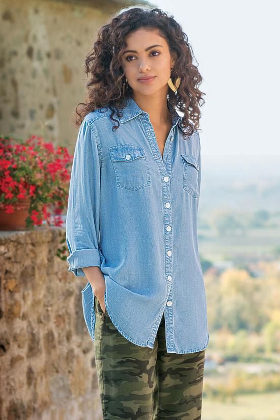 soft denim shirt womens