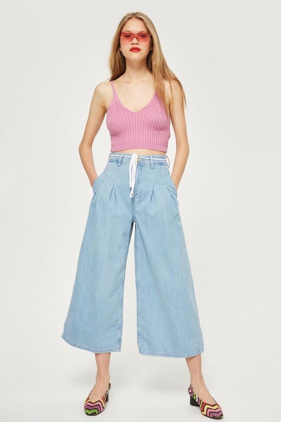 MOTO Bleach Tie Cropped Wide Leg Jeans - Shop All Jeans - Jeans - Topshop
