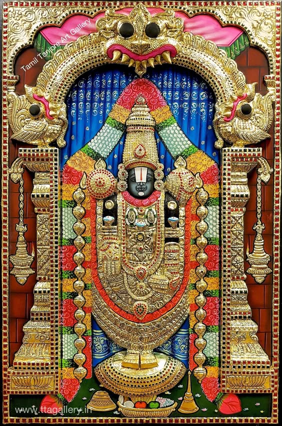 Thirupathi Balaji 3D 2 Tanjore Painting