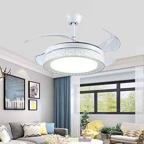 Panda 42 Retractable Ceiling Fan With Ligh Chandelier Remote 3 Colors Change 4 Blades Living Dining Room - How To Change Ceiling Fan Pendant Light