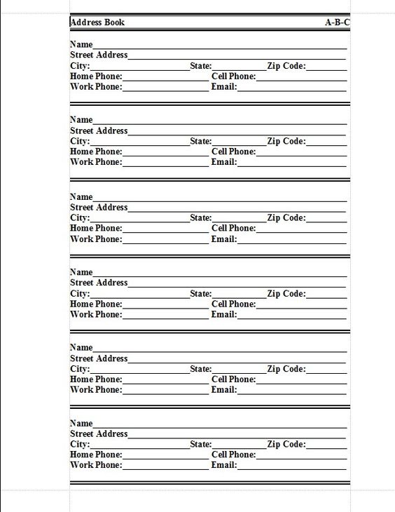 Printable Address Book Template, and more Printable Charts - phone roster template Printable Address Book Template, and more Printable Charts - phone roster template