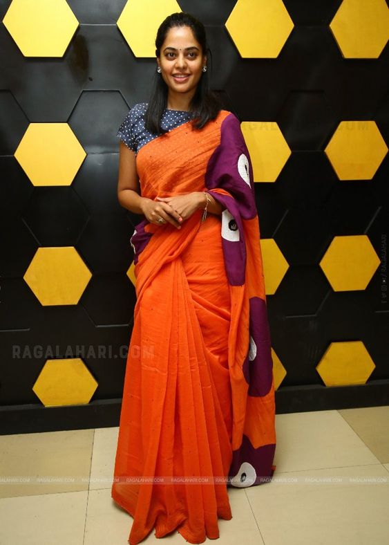 bindu madhavi in orange saree