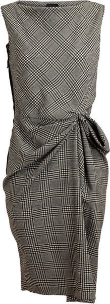 Checked Wool Dress - Lyst by LANVIN